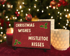 Handmade Slate Holiday Sign - Christmas Wishes