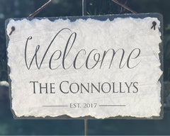 Customizable Slate Welcome Sign - Home Address Plaque - Handmade and Personalized