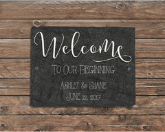 Customizable Slate Wedding Sign - Welcome To Our Beginning Plaque - Handmade and Personalized