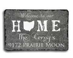 Customizable Slate Home State Sign - Handmade and Personalized with Name, Address and State