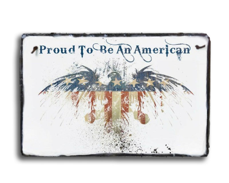 Handmade Slate Patriotic House Sign - God Bless America Plaque