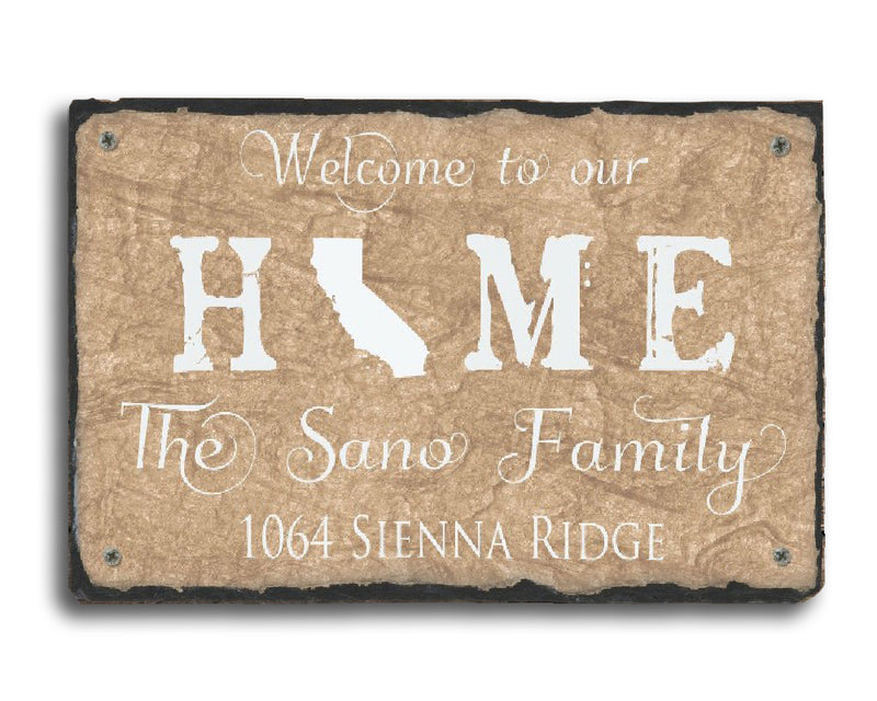 Customizable Slate Home Sign - Handmade and Personalized with Name, Address and State