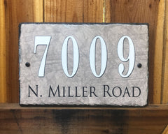 Customizable Slate Home Address House Sign - Beige - Handmade and Personalized