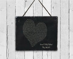 Customizable Slate Song Lyric Sign - Heart Lyric Plaque - Handmade and Personalized