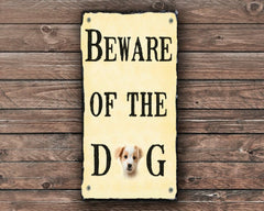 Customizable Slate House Sign - Beware of The Dog Plaque - Handmade and Personalized