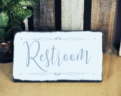 Handmade Slate Bathroom Sign - Restroom Plaque