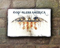 Handmade Slate Patriotic House Sign - God Bless America Plaque