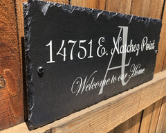 Customizable Slate Home Address House Sign - Welcome To Our Home - Handmade and Personalized