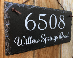 Customizable Slate Home Address House Sign - White on Black - Handmade and Personalized