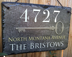 Customizable Slate Home Address House Sign - Key Plaque - Handmade and Personalized