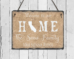 Customizable Slate Home Sign - Handmade and Personalized with Name, Address and State